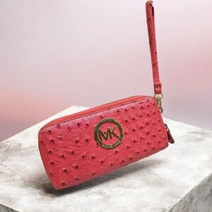 Wallet Bright Pink Wristlet Style Gold Hardware